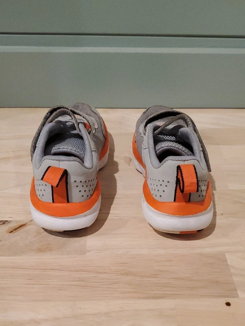 Under Armour Gray and Orange Kids Athletic Sneakers 13c
